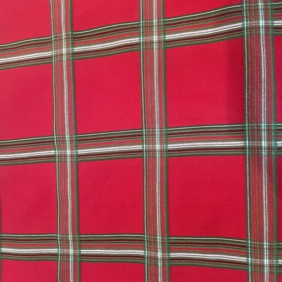 Lenox Holiday Red & Green Tartan Plaid Rectangle Tablecloth 100% Cotton 57"x78" - Picture 2 of 4